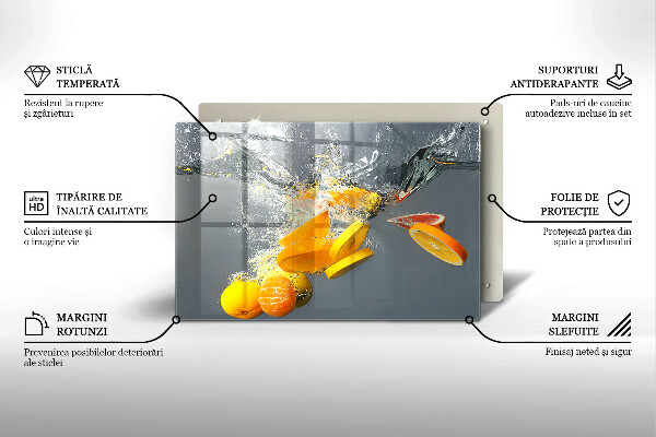 Skleněná deska do kuchyně Citrony ve vodě