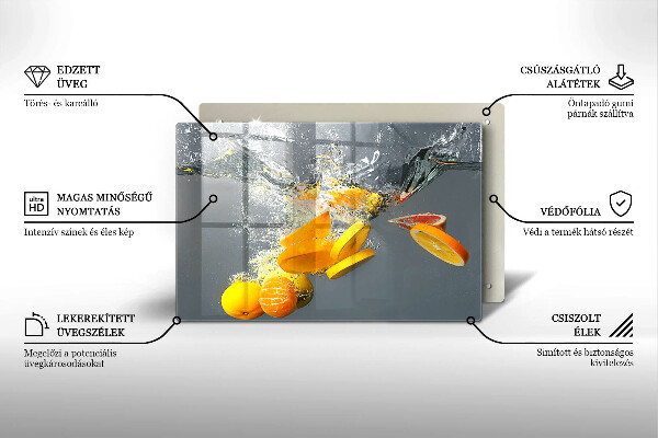 Skleněná deska do kuchyně Citrony ve vodě