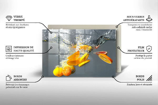 Skleněná deska do kuchyně Citrony ve vodě