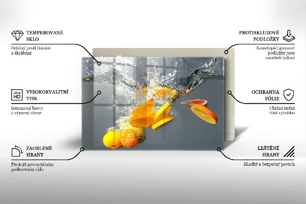 Skleněná deska do kuchyně Citrony ve vodě