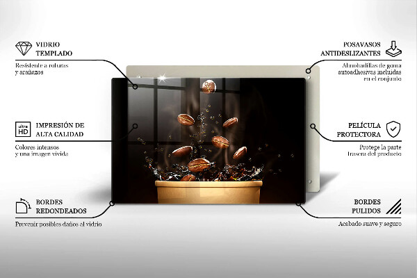 Skleněná deska do kuchyně Horká kávová zrna