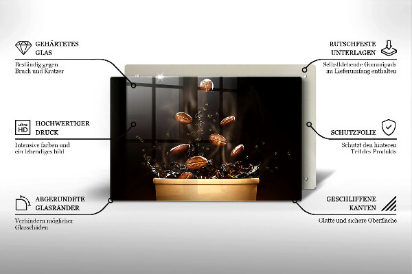 Skleněná deska do kuchyně Horká kávová zrna