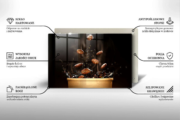 Skleněná deska do kuchyně Horká kávová zrna