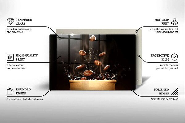 Skleněná deska do kuchyně Horká kávová zrna