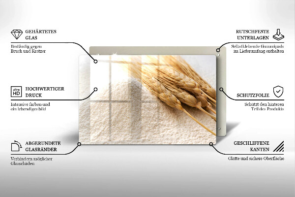 Skleněná deska do kuchyně Mouka a obilné klasy