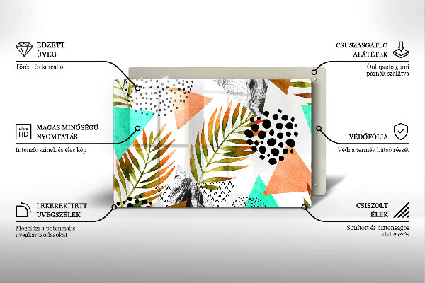 Krájecí prkénko skleněné Boho listy vzor