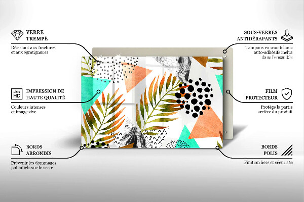 Krájecí prkénko skleněné Boho listy vzor