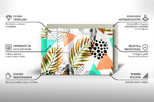 Krájecí prkénko skleněné Boho listy vzor