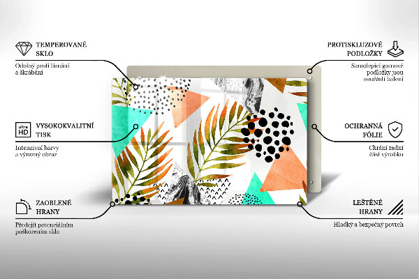 Krájecí prkénko skleněné Boho listy vzor