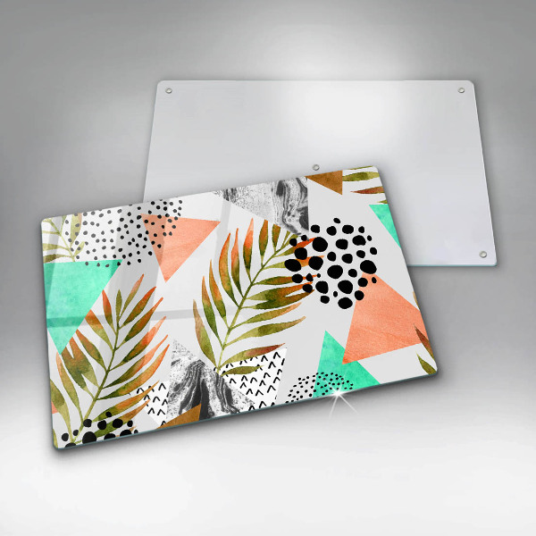 Krájecí prkénko skleněné Boho listy vzor