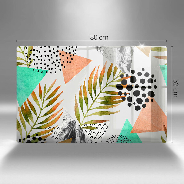 Krájecí prkénko skleněné Boho listy vzor