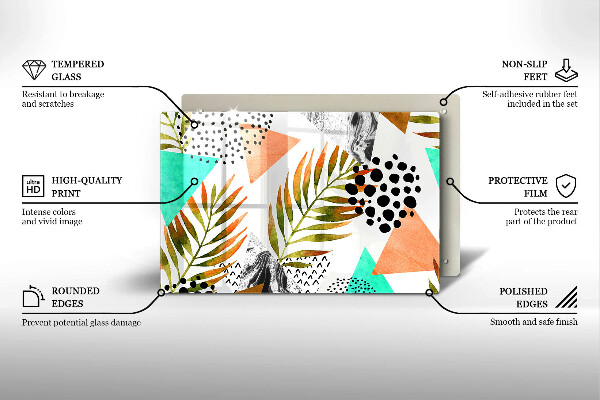 Krájecí prkénko skleněné Boho listy vzor