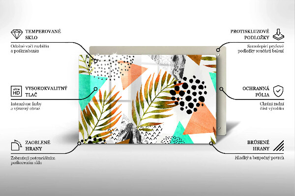 Krájecí prkénko skleněné Boho listy vzor