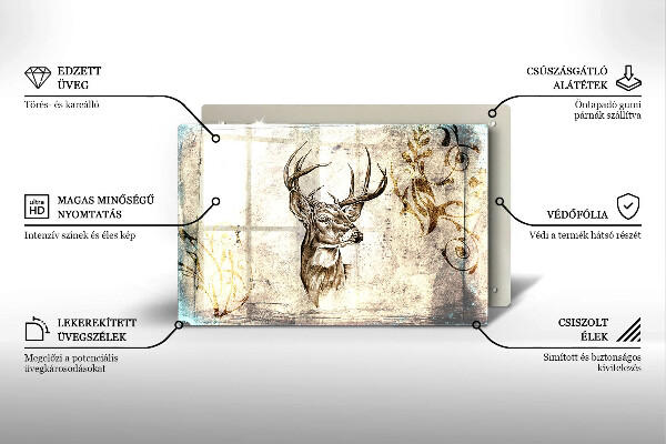 Skleněná deska do kuchyně Ilustrace zvířat jelenů