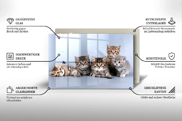 Skleněná deska do kuchyně Sladká koťátka