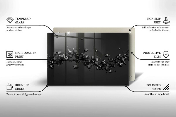 Skleněná deska do kuchyně 3d abstrakce tvarů