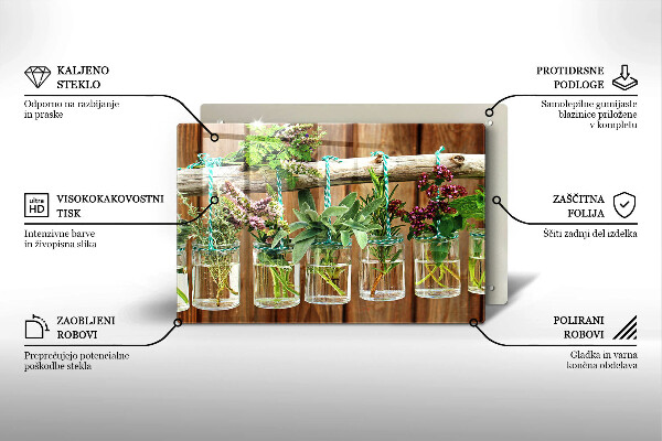Skleněná deska do kuchyně Byliny rostliny ročník