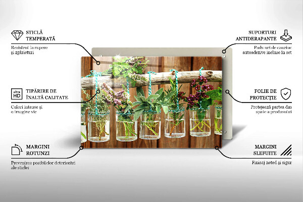 Skleněná deska do kuchyně Byliny rostliny ročník