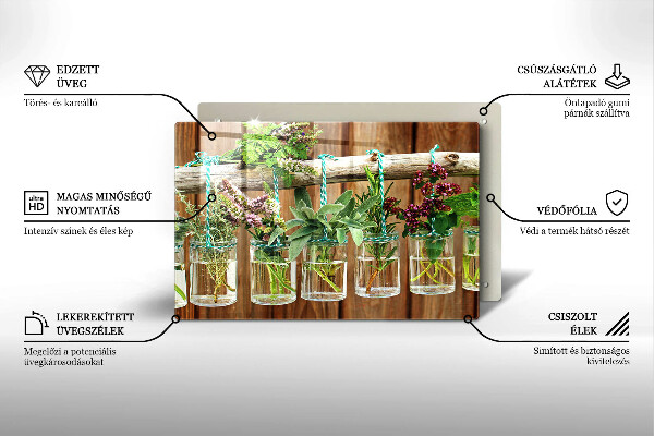 Skleněná deska do kuchyně Byliny rostliny ročník