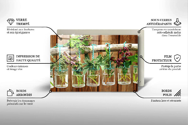 Skleněná deska do kuchyně Byliny rostliny ročník