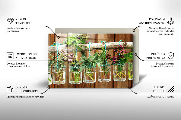 Skleněná deska do kuchyně Byliny rostliny ročník