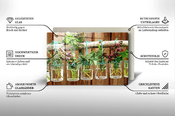 Skleněná deska do kuchyně Byliny rostliny ročník