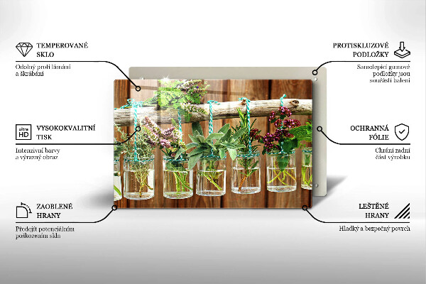 Skleněná deska do kuchyně Byliny rostliny ročník