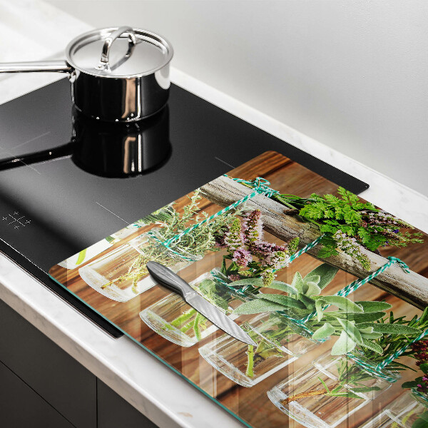 Skleněná deska do kuchyně Byliny rostliny ročník