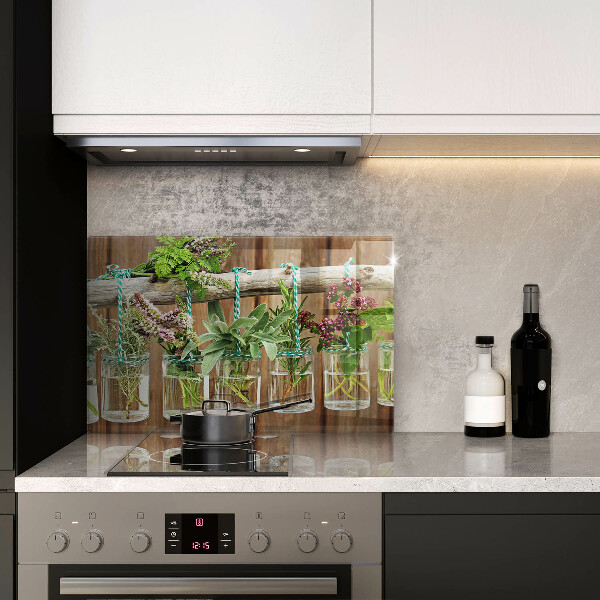 Skleněná deska do kuchyně Byliny rostliny ročník