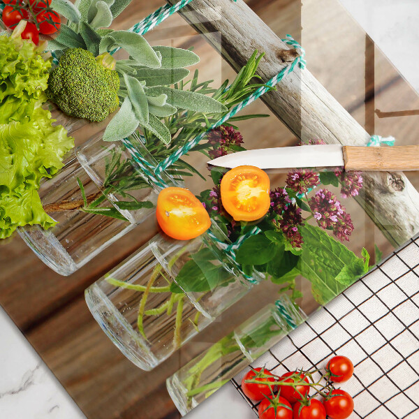 Skleněná deska do kuchyně Byliny rostliny ročník