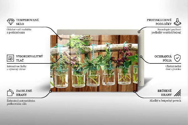 Skleněná deska do kuchyně Byliny rostliny ročník