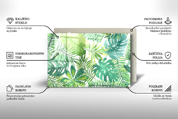 Skleněná deska do kuchyně Akvarel boho listy