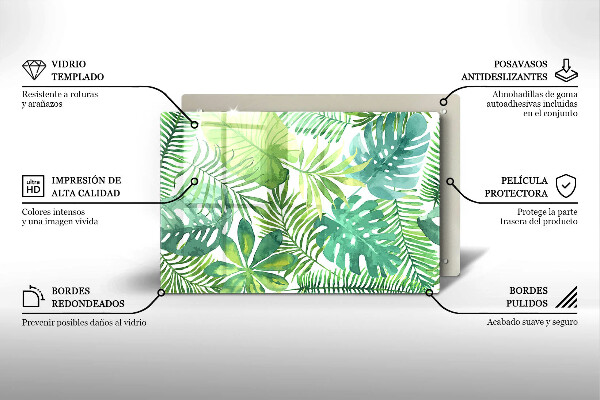 Skleněná deska do kuchyně Akvarel boho listy