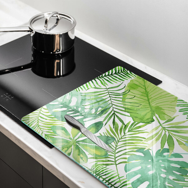 Skleněná deska do kuchyně Akvarel boho listy