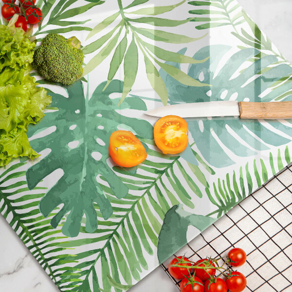 Skleněná deska do kuchyně Akvarel boho listy