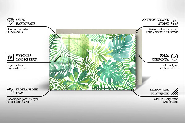 Skleněná deska do kuchyně Akvarel boho listy