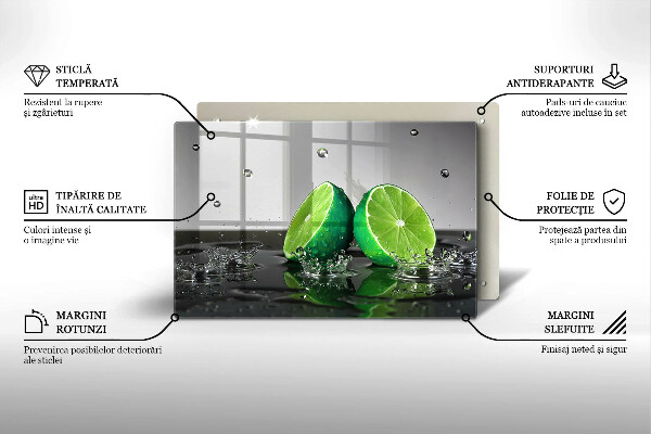 Skleněná deska do kuchyně Šťavnaté limetky a voda