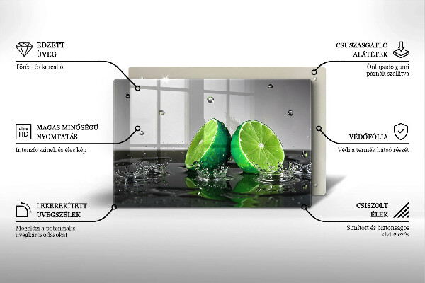 Skleněná deska do kuchyně Šťavnaté limetky a voda