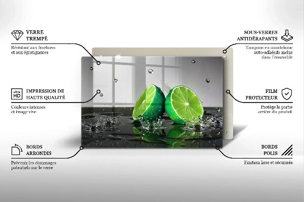 Skleněná deska do kuchyně Šťavnaté limetky a voda