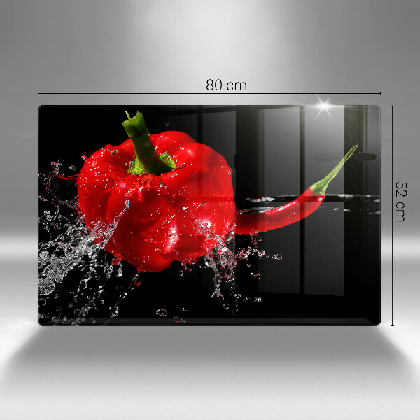 Skleněná deska do kuchyně Červené papriky ve vodě
