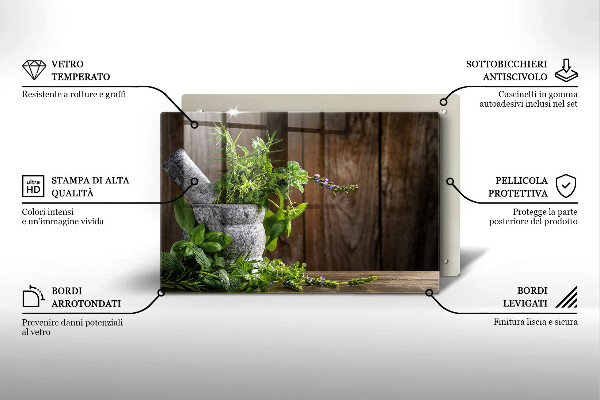 Skleněná deska do kuchyně Pěstuje bylinky a dřevo