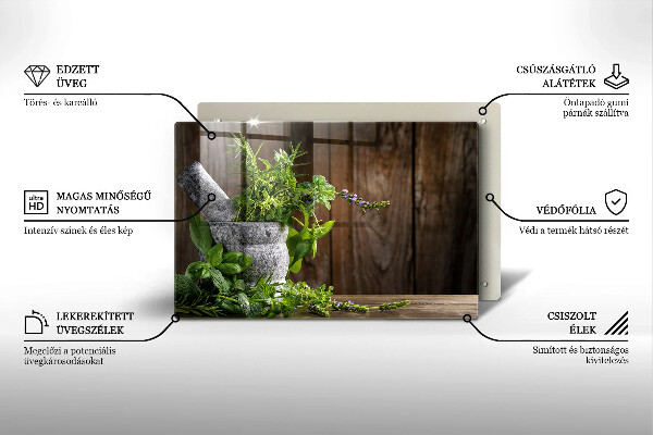 Skleněná deska do kuchyně Pěstuje bylinky a dřevo