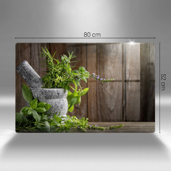 Skleněná deska do kuchyně Pěstuje bylinky a dřevo