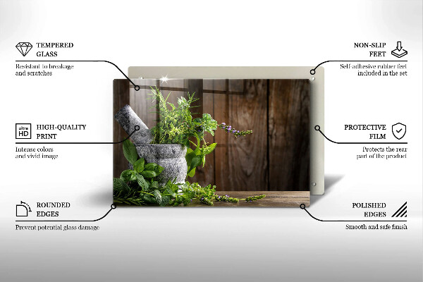 Skleněná deska do kuchyně Pěstuje bylinky a dřevo