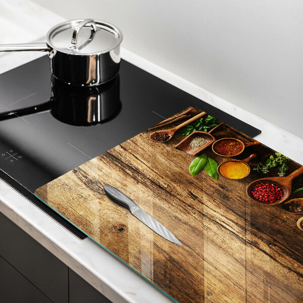 Skleněná deska do kuchyně Dřevěné lžíce koření