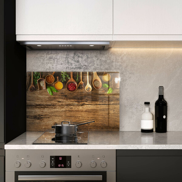 Skleněná deska do kuchyně Dřevěné lžíce koření