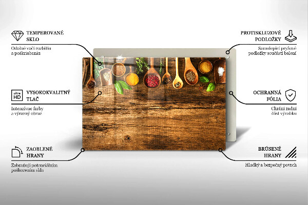 Skleněná deska do kuchyně Dřevěné lžíce koření