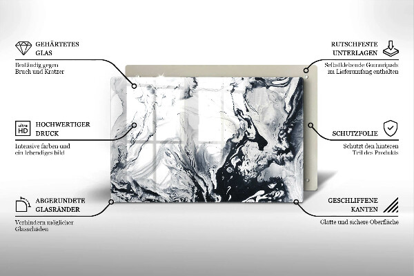Krájecí prkénko skleněné Inkoustová abstrakce