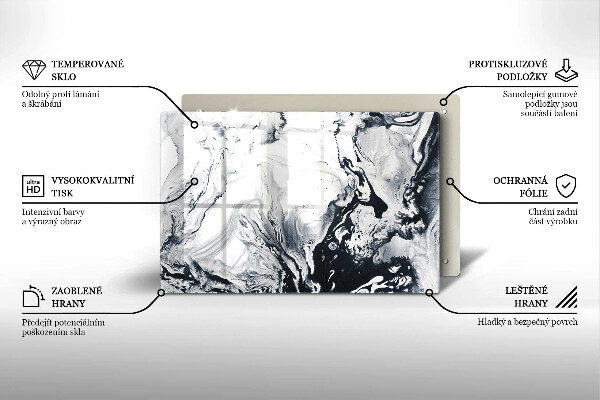 Krájecí prkénko skleněné Inkoustová abstrakce