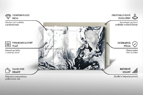Krájecí prkénko skleněné Inkoustová abstrakce